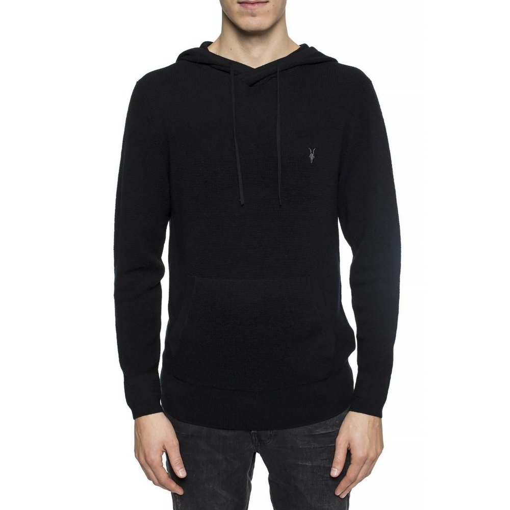 AllSaints Men's Black Ivar 100% Merino Long Sleeve Hoodie size XS